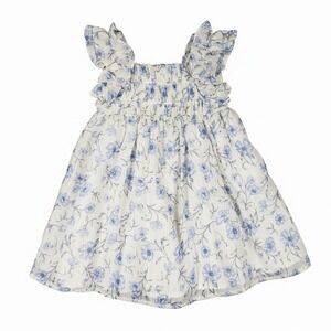 Rachel Zoe 2T Floral Ruffle Dress White Blue‎ Metallic Stripe Toddler Boho Chic